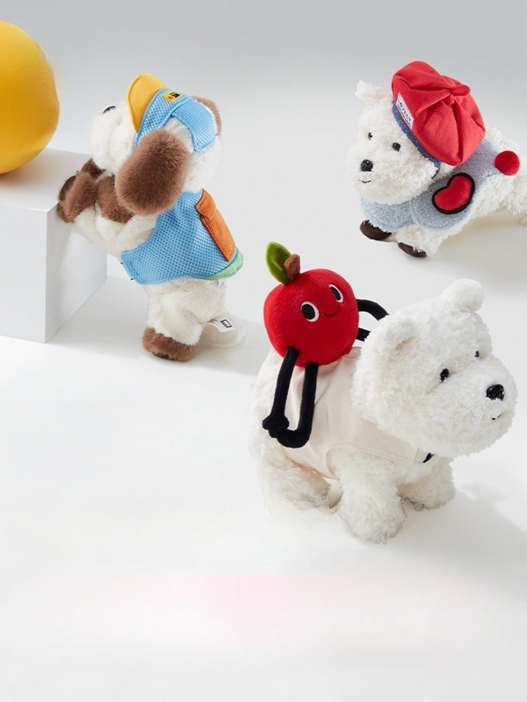 HKM-7427517 West Highland Plush Puppy Dog Outfit Set with Scarf and Tricorn Hat