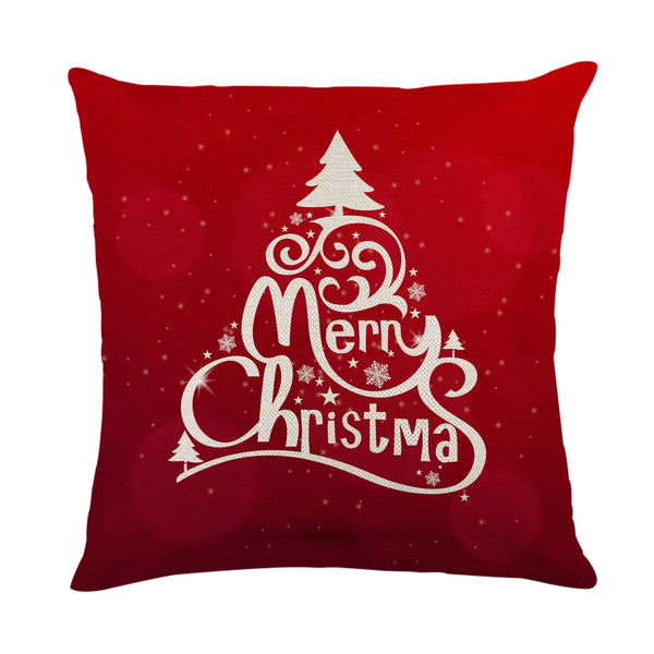 HKM-742803 Christmas Santa Claus Linen Pillow Cover - 45x45cm, Modern Simplicity Design