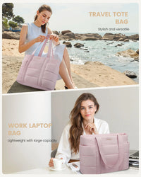HKM-742803 Lightweight Multi-Pocket Puffer Laptop Tote Bag for 15.6 and 17.3 Inch Computers