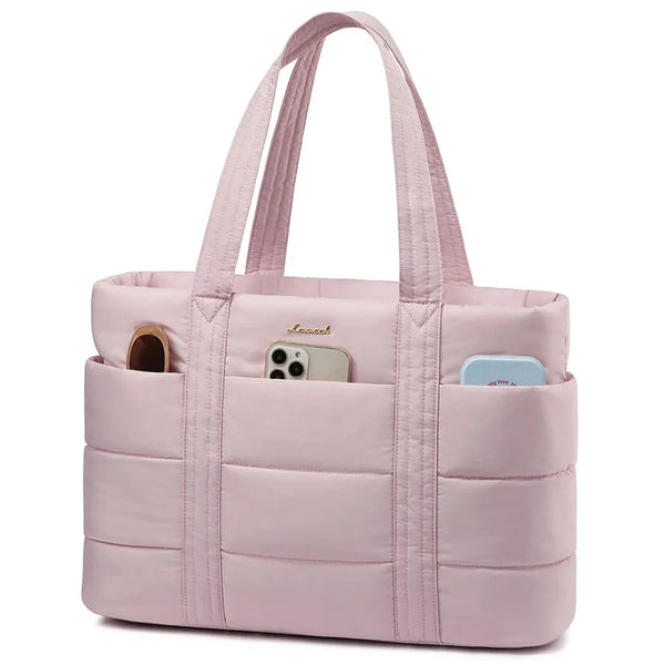 HKM-742803 Lightweight Multi-Pocket Puffer Laptop Tote Bag for 15.6 and 17.3 Inch Computers
