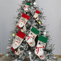 HKM-742867 Handmade Fabric Christmas Socks - Decorative Santa and Snowman Designs in Various Sizes