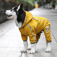 HKM-7431101 Waterproof Dog Raincoat with Hood, Reflective Straps, Leash Hole for Small and Medium Dogs