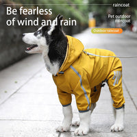 HKM-7431101 Waterproof Dog Raincoat with Hood, Reflective Straps, Leash Hole for Small and Medium Dogs