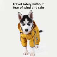 HKM-7431101 Waterproof Dog Raincoat with Hood, Reflective Straps, Leash Hole for Small and Medium Dogs