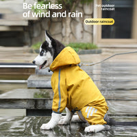 HKM-7431101 Waterproof Dog Raincoat with Hood, Reflective Straps, Leash Hole for Small and Medium Dogs