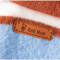 HKM-7432381 Polo Collar Pet Cardigan for Small Dogs - Warm Knit Sweater in Pink and Blue-Brown Stripes