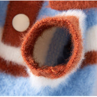 HKM-7432381 Polo Collar Pet Cardigan for Small Dogs - Warm Knit Sweater in Pink and Blue-Brown Stripes