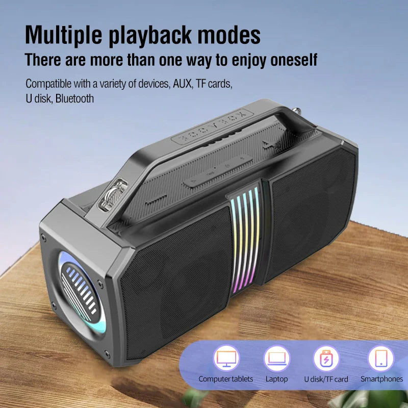 HKM-743251 100W Wireless Portable Bluetooth Speaker with Subwoofer and IPX6 Waterproof Design