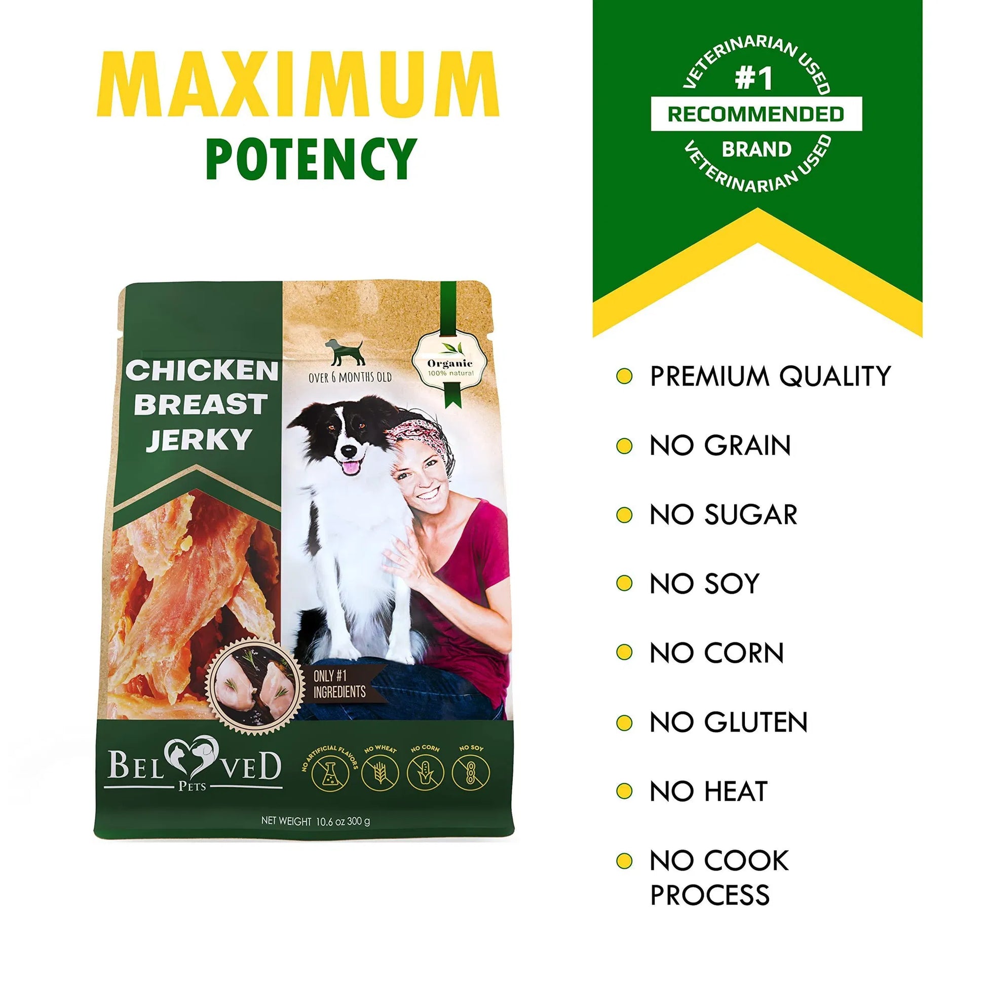 HKM-7433661 All-Natural Chicken Jerky Dog Treats - Grain-Free, High Protein, Soft Chews for Dogs