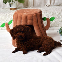 HKM-7435069 Cozy Tree-Shaped Cat Nest Made of Cotton and Plush for Play and Rest, Brown