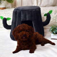 HKM-7435069 Cozy Tree-Shaped Cat Nest Made of Cotton and Plush for Play and Rest, Brown
