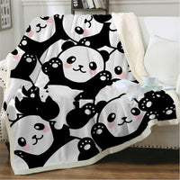 HKM-743571 Panda Series Quilted Flannel Digital Print Blanket