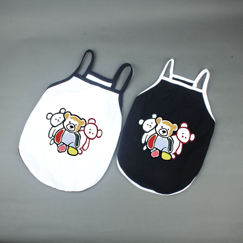 HKM-7435965 Cute Cotton Summer Camisole for Pets - Casual Vest with Three Bears Design, Multiple Sizes Available