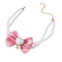 HKM-7436221 Heart-Shaped Pearl Pet Necklace in Various Colors and Sizes