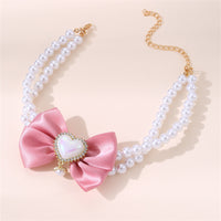 HKM-7436221 Heart-Shaped Pearl Pet Necklace in Various Colors and Sizes