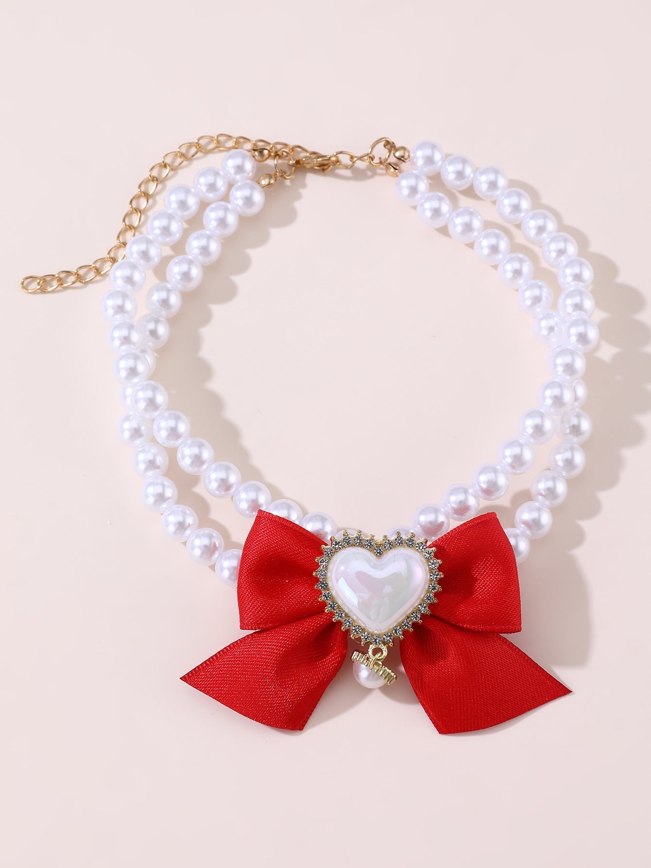 HKM-7436221 Heart-Shaped Pearl Pet Necklace in Various Colors and Sizes
