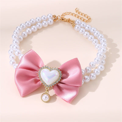 HKM-7436221 Heart-Shaped Pearl Pet Necklace in Various Colors and Sizes
