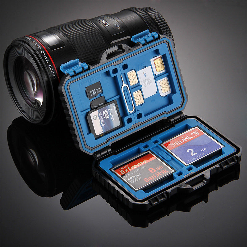 HKM-743635 Waterproof Memory Card Storage Case with Ergonomic Design, Holds 4CF + 8SD + 9TF + SIM Cards - Lightweight & Travel-Friendly