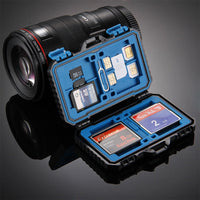 HKM-743635 Waterproof Memory Card Storage Case with Ergonomic Design, Holds 4CF + 8SD + 9TF + SIM Cards - Lightweight & Travel-Friendly