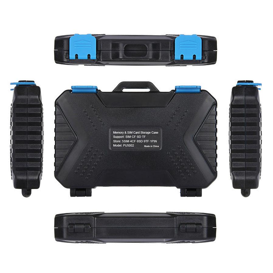 HKM-743635 Waterproof Memory Card Storage Case with Ergonomic Design, Holds 4CF + 8SD + 9TF + SIM Cards - Lightweight & Travel-Friendly