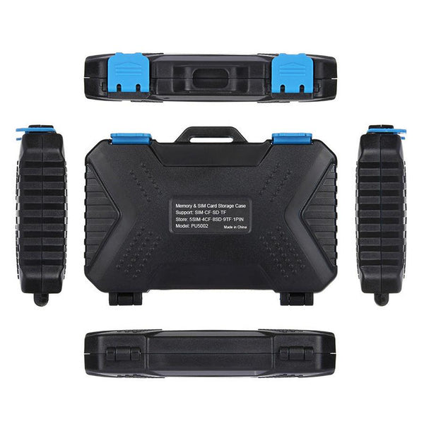 HKM-743635 Waterproof Memory Card Storage Case with Ergonomic Design, Holds 4CF + 8SD + 9TF + SIM Cards - Lightweight & Travel-Friendly