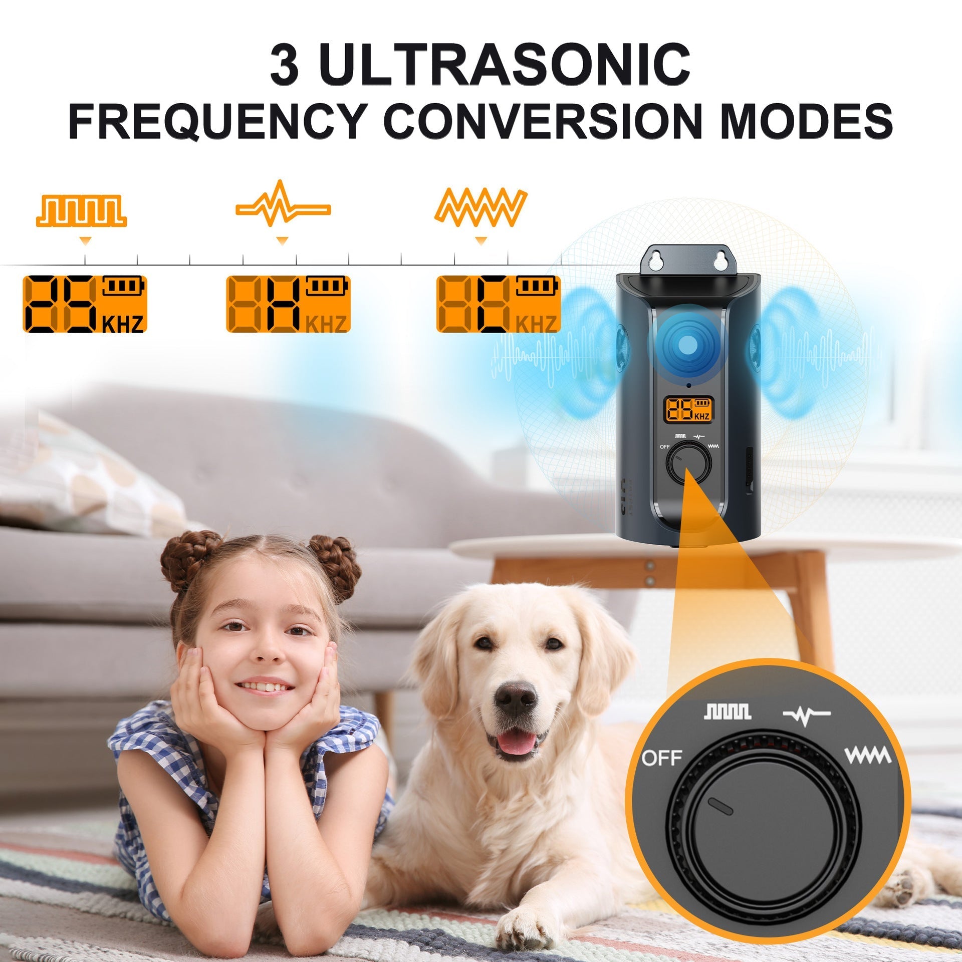 HKM-7436861 Outdoor Intelligent Anti-Barking Device with Multi-Directional Ultrasound, Waterproof IPX5, 15m Range