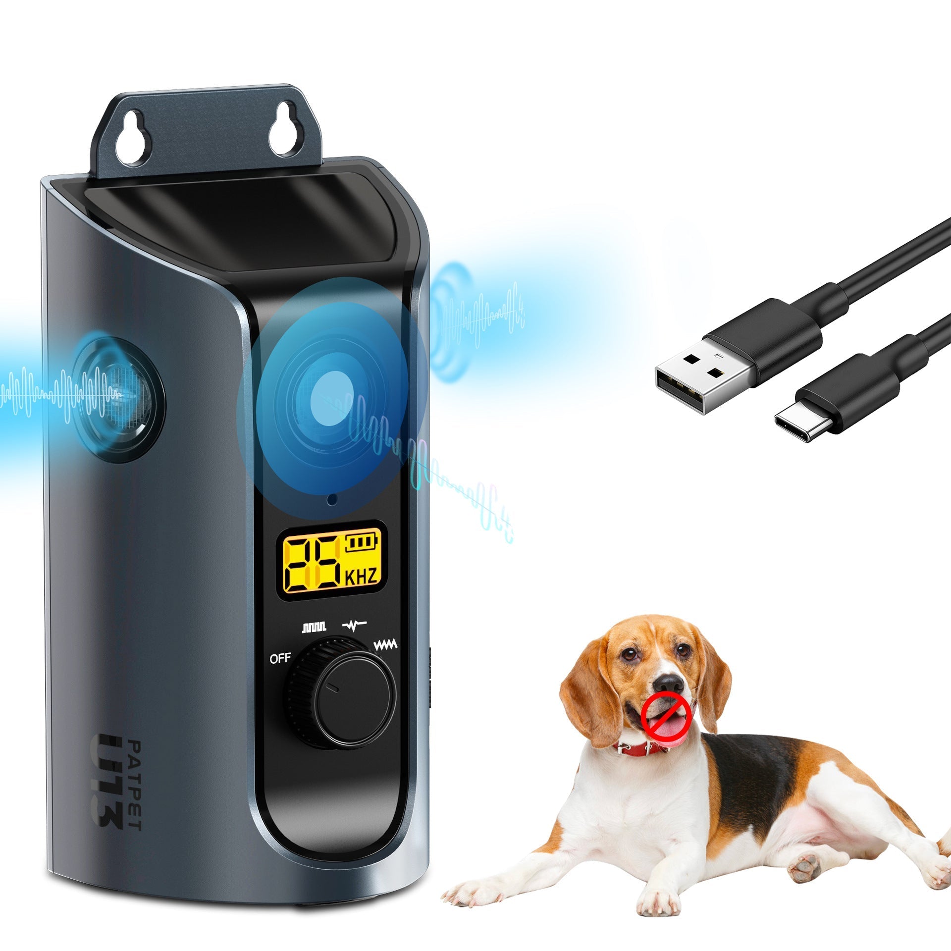 HKM-7436861 Outdoor Intelligent Anti-Barking Device with Multi-Directional Ultrasound, Waterproof IPX5, 15m Range