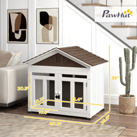 HKM-7437245 Cozy Indoor/Outdoor Wood Dog House with Magnetic Door and Removable Floor for Small Dogs