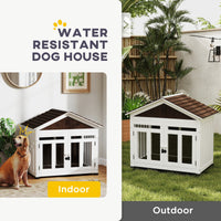 HKM-7437245 Cozy Indoor/Outdoor Wood Dog House with Magnetic Door and Removable Floor for Small Dogs