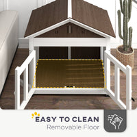 HKM-7437245 Cozy Indoor/Outdoor Wood Dog House with Magnetic Door and Removable Floor for Small Dogs