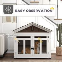 HKM-7437245 Cozy Indoor/Outdoor Wood Dog House with Magnetic Door and Removable Floor for Small Dogs