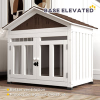 HKM-7437245 Cozy Indoor/Outdoor Wood Dog House with Magnetic Door and Removable Floor for Small Dogs