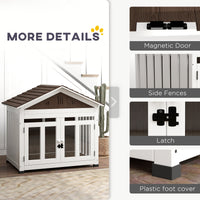 HKM-7437245 Cozy Indoor/Outdoor Wood Dog House with Magnetic Door and Removable Floor for Small Dogs