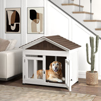 HKM-7437245 Cozy Indoor/Outdoor Wood Dog House with Magnetic Door and Removable Floor for Small Dogs