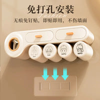 HKM-743827 Automatic Wall-Mounted Toothpaste Dispenser and Toothbrush Holder in Durable Silicone PS Material for Bathroom Use