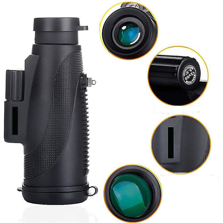 HKM-743955 12X50 Monocular Telescope with Multilayer Coating and BK4 Lens Material