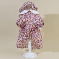 HKM-7439933 Floral Lace Cat Costume Dress with French Floral Hat for Pets