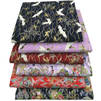 HKM-744083 Japanese Style 100% Cotton Fairy Crane Peacock Patchwork Cloth Set - 6 Piece Animal Print Design