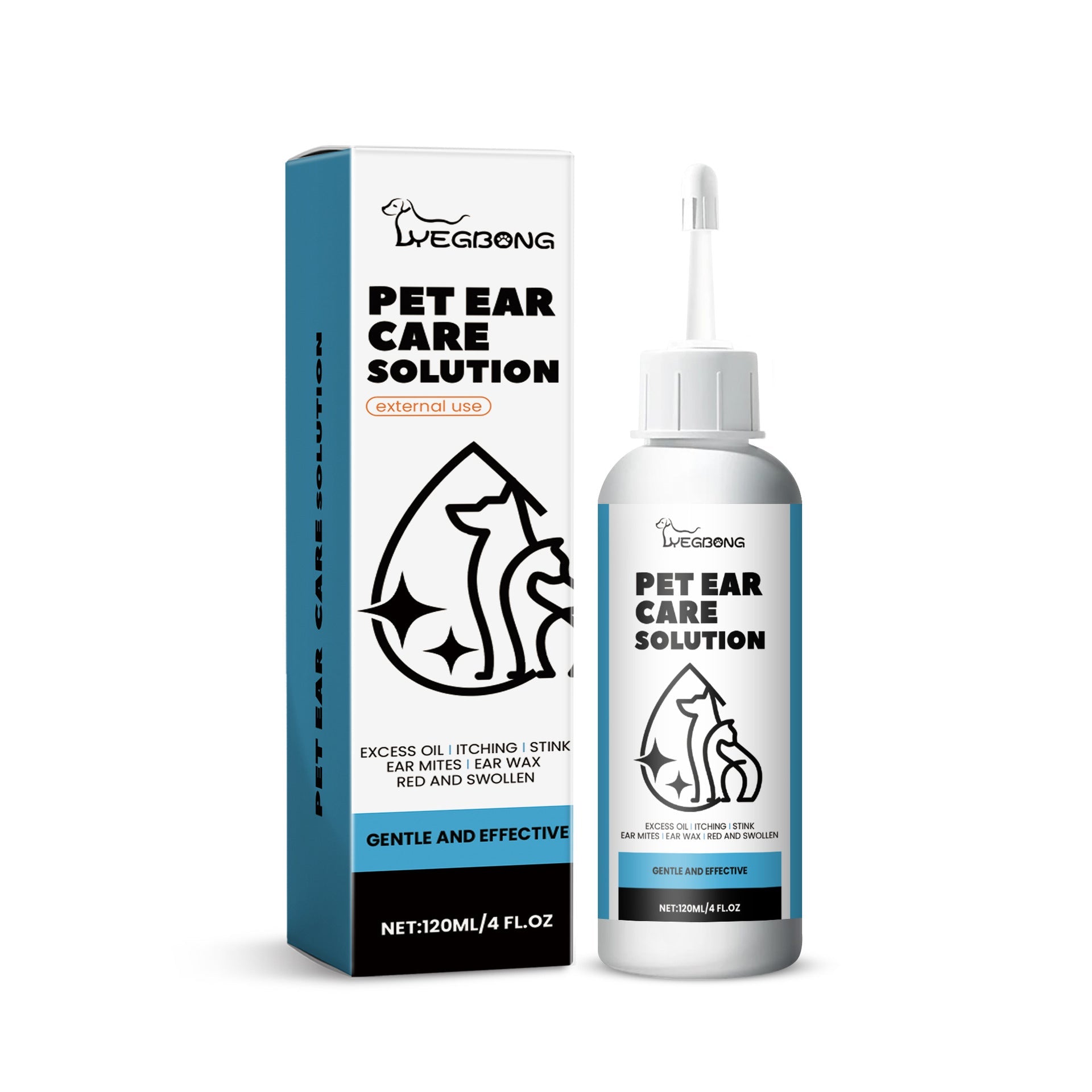 HKM-7441213 Gentle Ear Cleaning Solution for Cats and Dogs ¨C 120ML Ear Wash with Aloe and Jojoba Oil