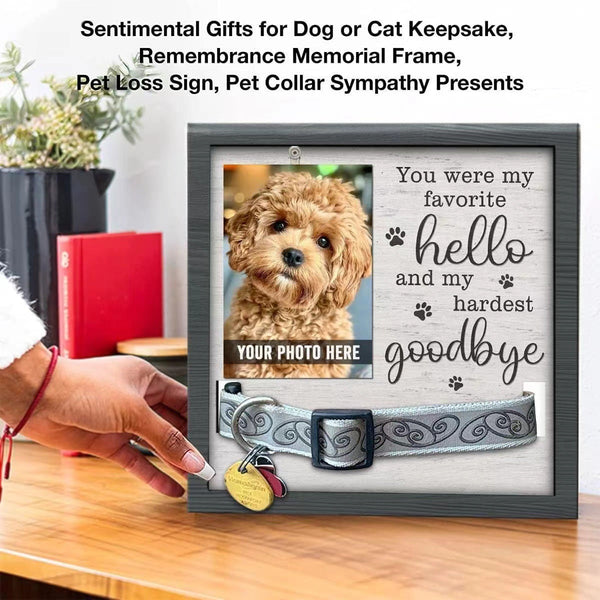 HKM-7441341 Wooden Pet Commemorative Plaque with Dog Collar Photo Frame in Modern Style