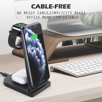 HKM-744275 Wireless Charging Station for Mobile Phones, Earphones, and Smartwatches - Detachable & Foldable Design