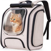 HKM-7443005 Portable Fashion Pet Backpack for Cats - Solid Color in Khaki, Gray, and Green, 46x26x32cm, Polyester Material