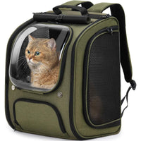 HKM-7443005 Portable Fashion Pet Backpack for Cats - Solid Color in Khaki, Gray, and Green, 46x26x32cm, Polyester Material