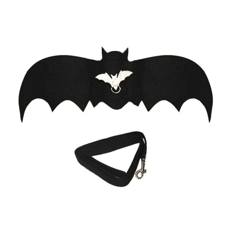 HKM-7443133 Cute Bat Wings Dog Costume with Adjustable Chest Strap and Leash Attachments - S & M Sizes Available