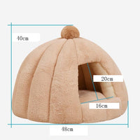 HKM-7443389 Cozy Plush Cat and Dog House with Washable Pumpkin Bag Design