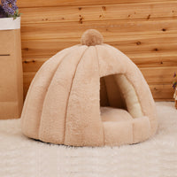 HKM-7443389 Cozy Plush Cat and Dog House with Washable Pumpkin Bag Design