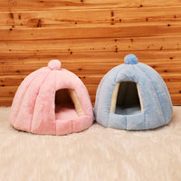 HKM-7443389 Cozy Plush Cat and Dog House with Washable Pumpkin Bag Design