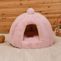 HKM-7443389 Cozy Plush Cat and Dog House with Washable Pumpkin Bag Design