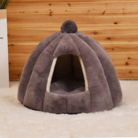 HKM-7443389 Cozy Plush Cat and Dog House with Washable Pumpkin Bag Design