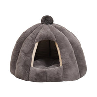 HKM-7443389 Cozy Plush Cat and Dog House with Washable Pumpkin Bag Design